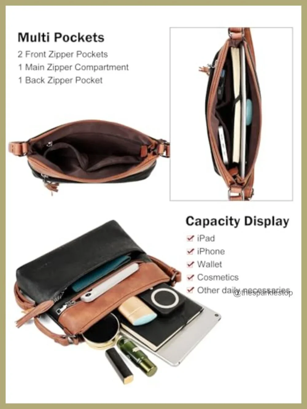 Faux Leather Crossbody Bag for Women Medium Vegan Purse with Multiple Pockets
